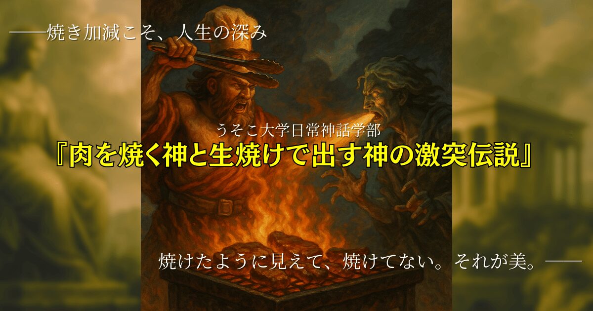 肉を焼く神と生焼けで出す神の激突伝説｜日常神話学部